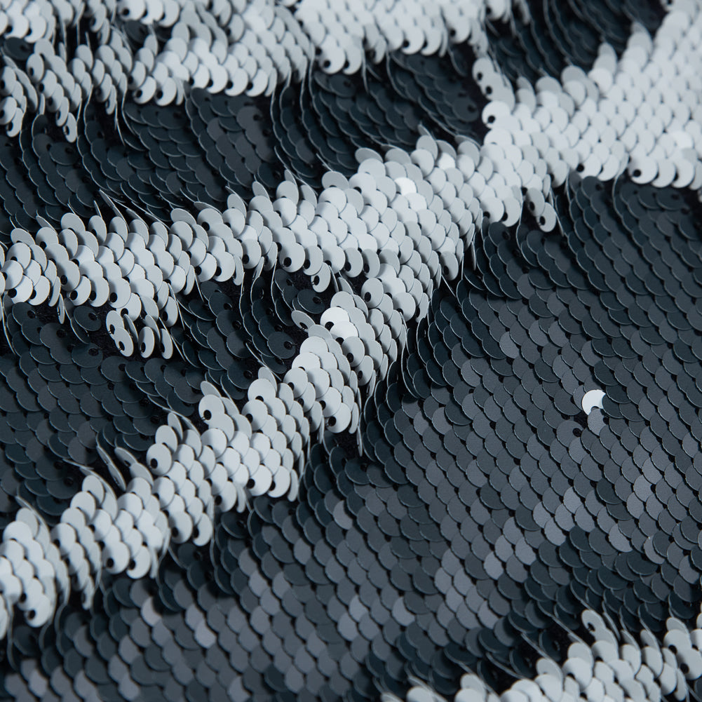 Italian Reversible Blue and White Sequins on a Navy Rayon Jersey