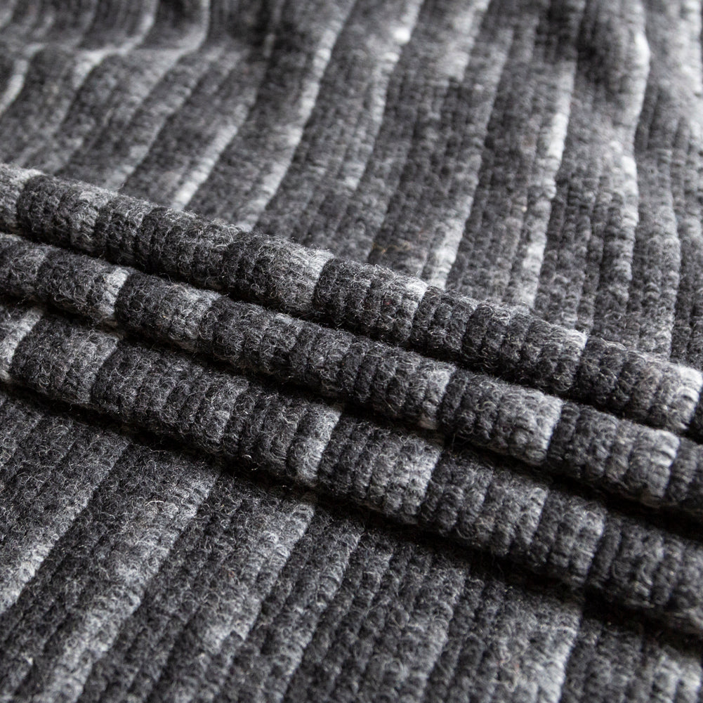 Italian Black and Gray Striped Wool Knit