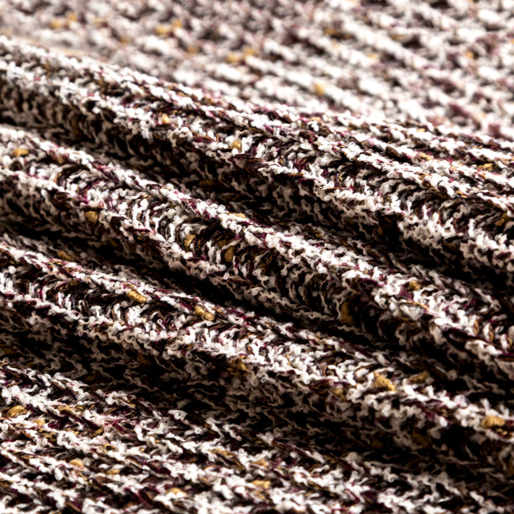 Italian White, Beet Red and Beige Chunky Wool Knit