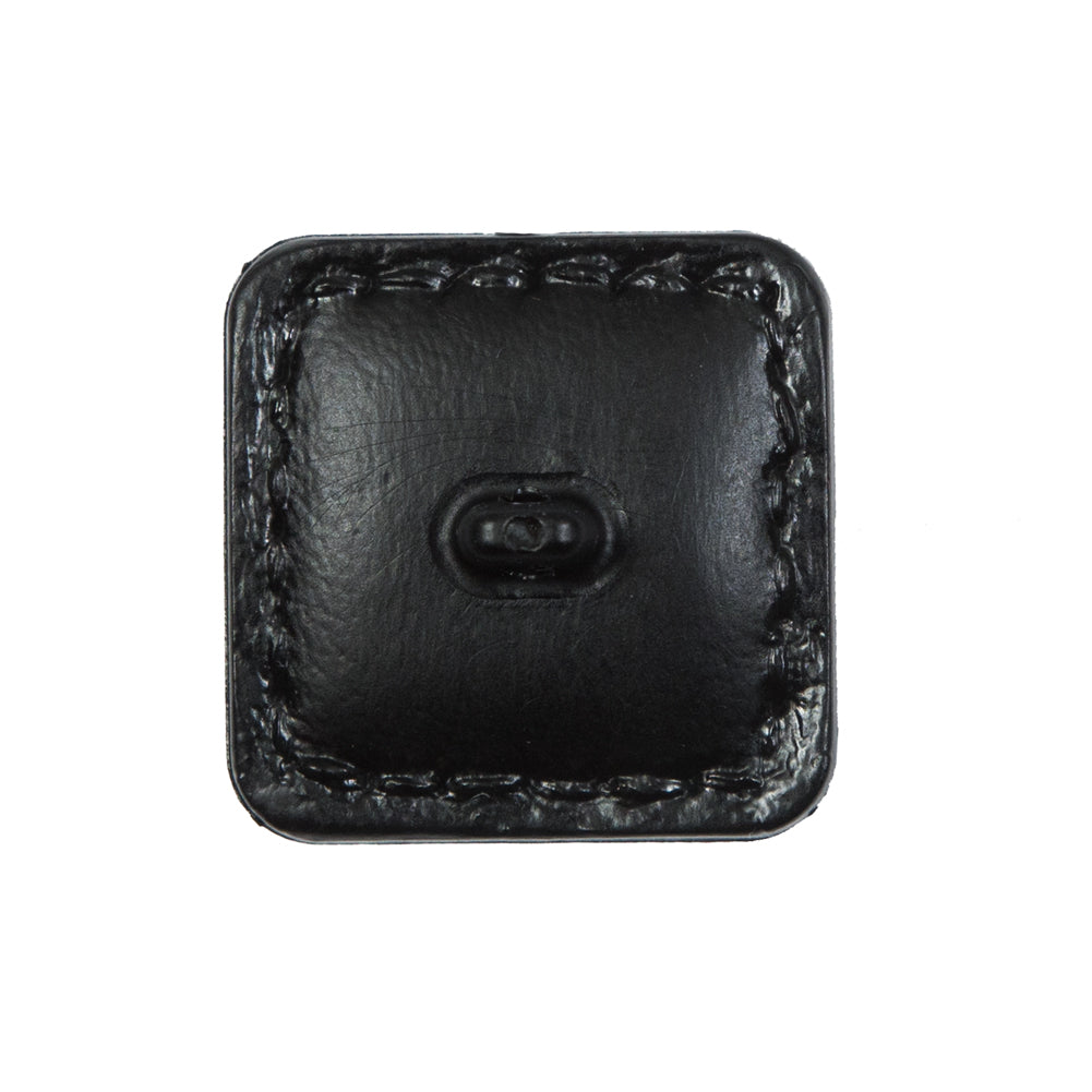 Black Square Topstitched Shank Back Button - 36L/23mm