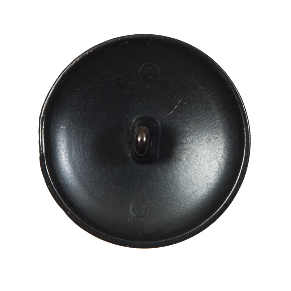 Italian Black Ribbed Metal Shank Back Button - 44L/28mm