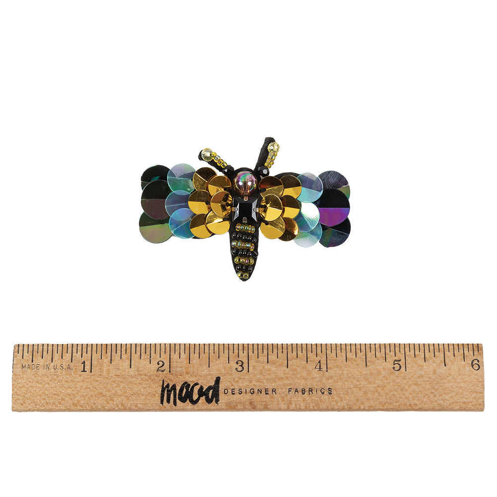 Italian Dragonfly Brooch with Sequins- 2.75" x 1.5"