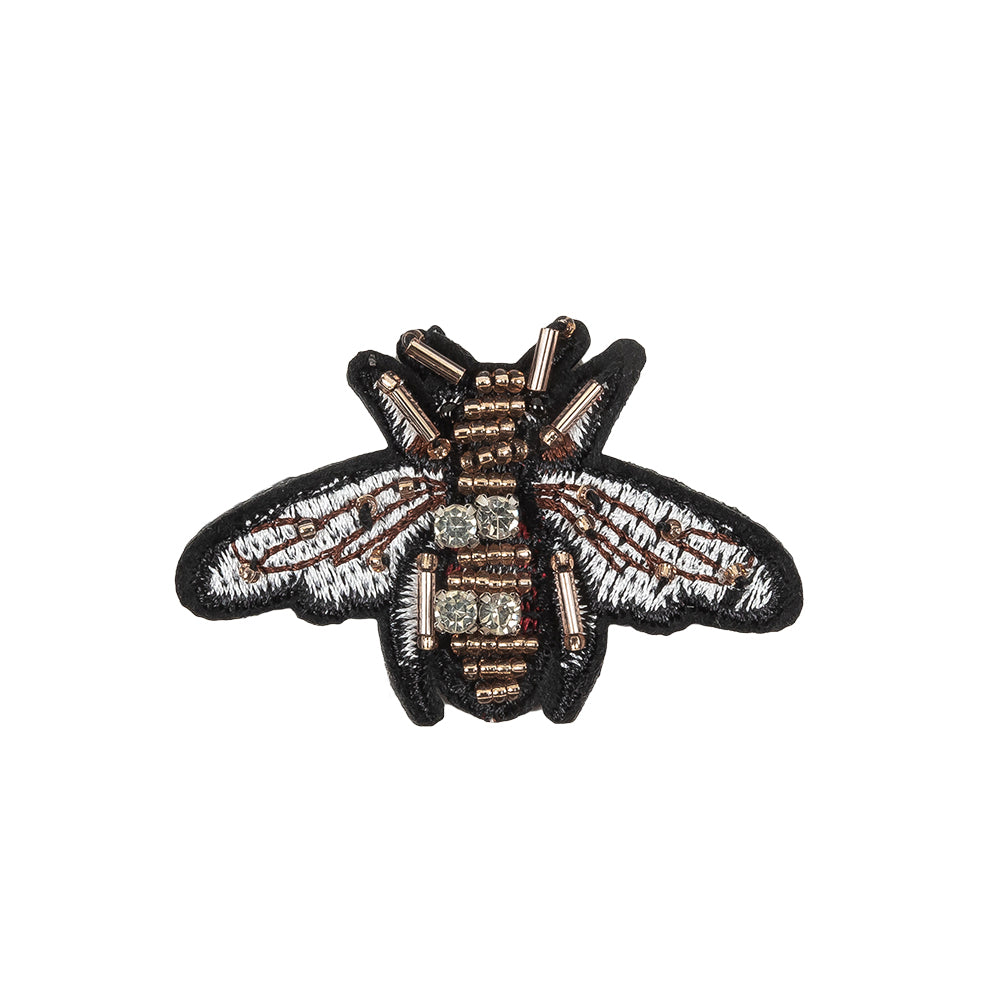 Italian Bee Applique with Beads and Rhinestones - 2.25" x 1.75"