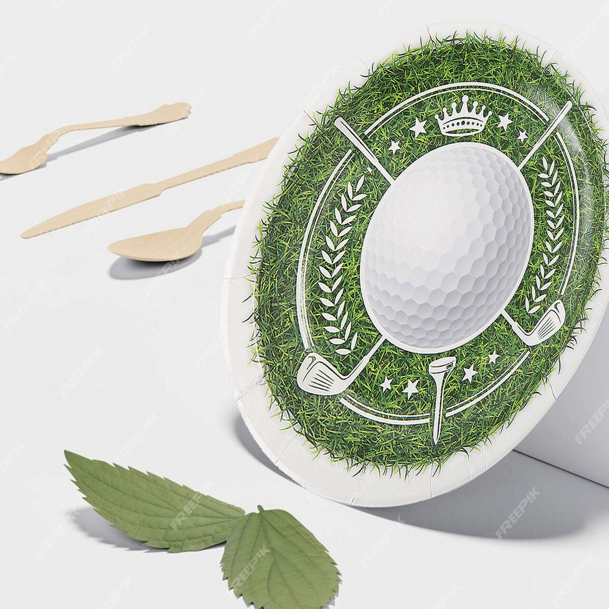 8 Ct. Golf Party Dessert Plates 7 1/4" Round Paper Plates with Golf Ball Design