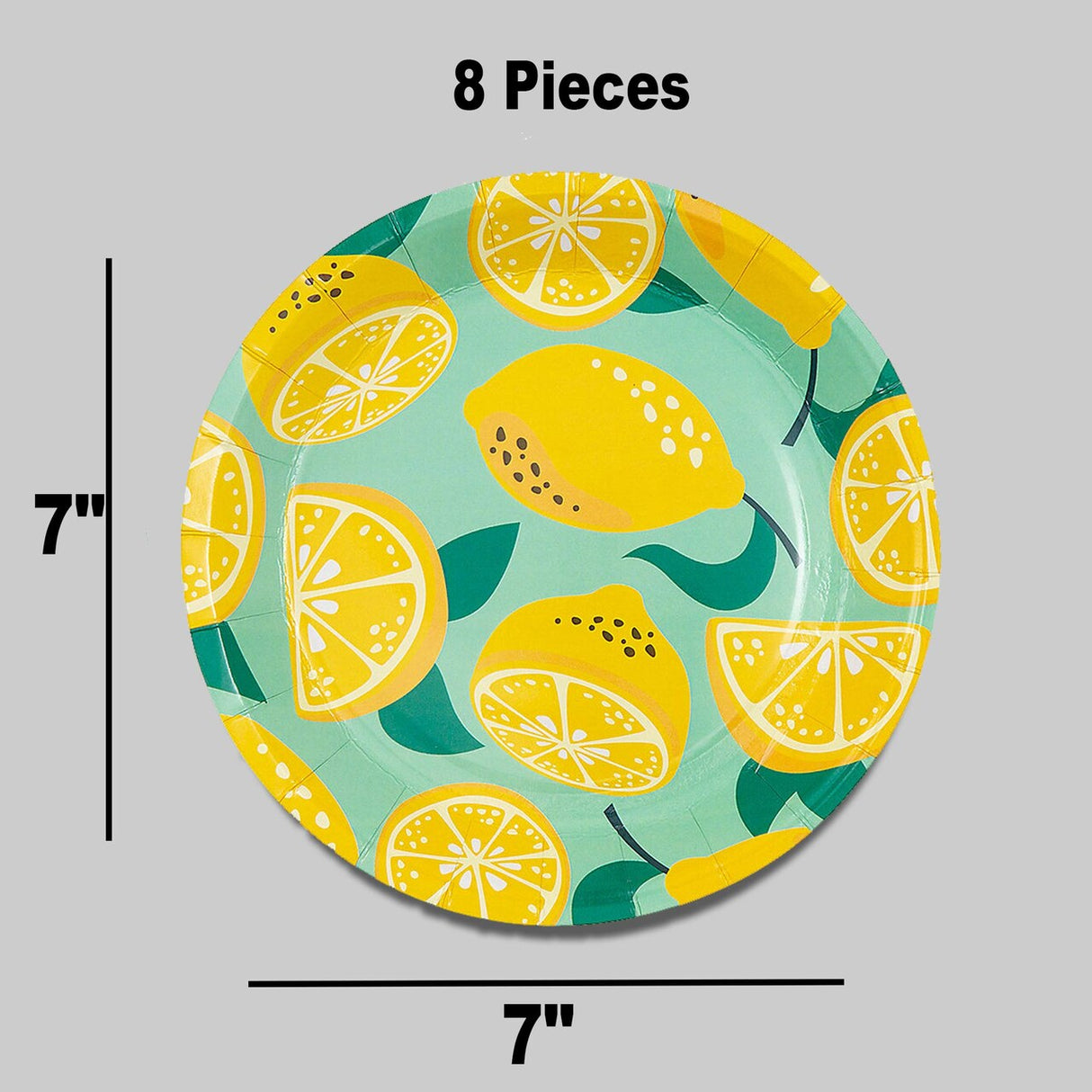 8 Ct. Lemon Party Paper Dessert Plates 7-Inch Citrus Design Plates