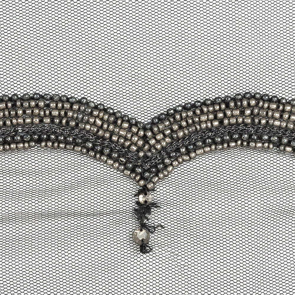 Italian Gray Beaded Scalloped Trim - 3.5"