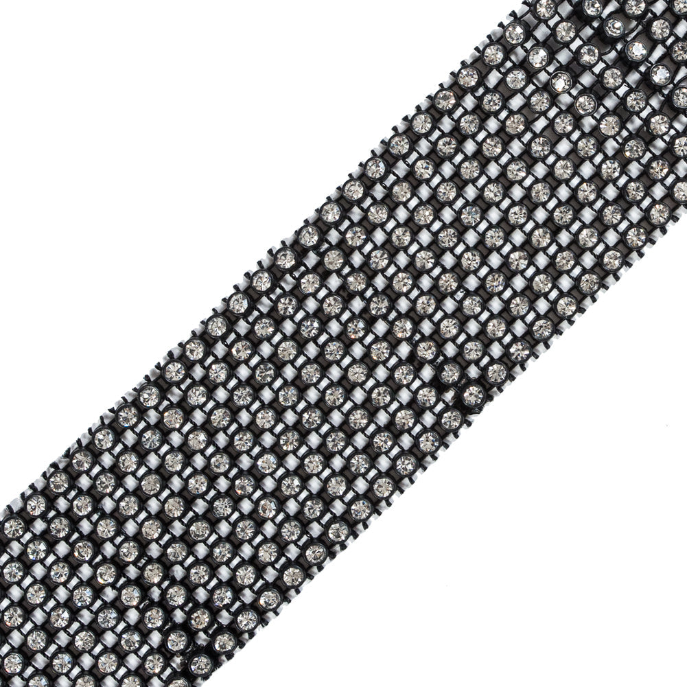 8 Row Black Trimming with Silver Rhinestones - 2"