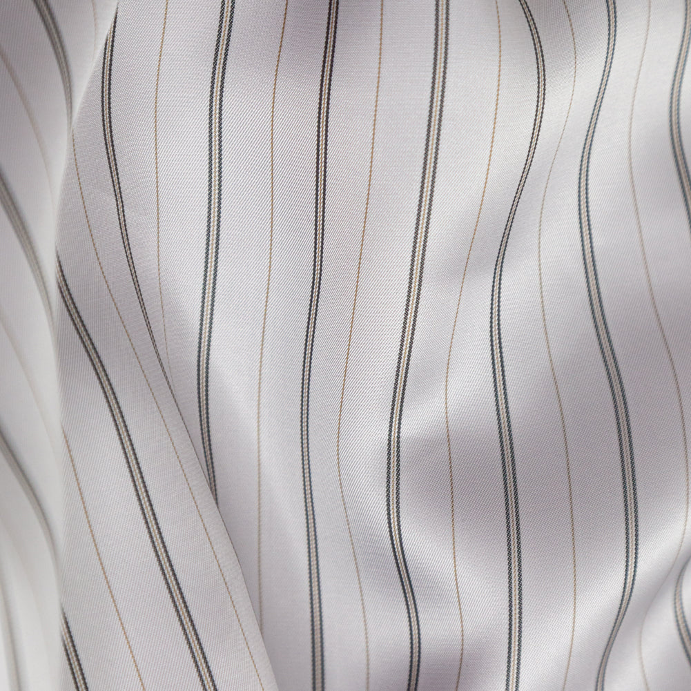 Bemberg Lining - Light Gray and Black Stripes