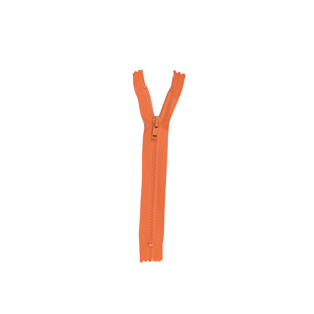 Orange Closed Bottom Plastic Molded Zipper - 6.5"