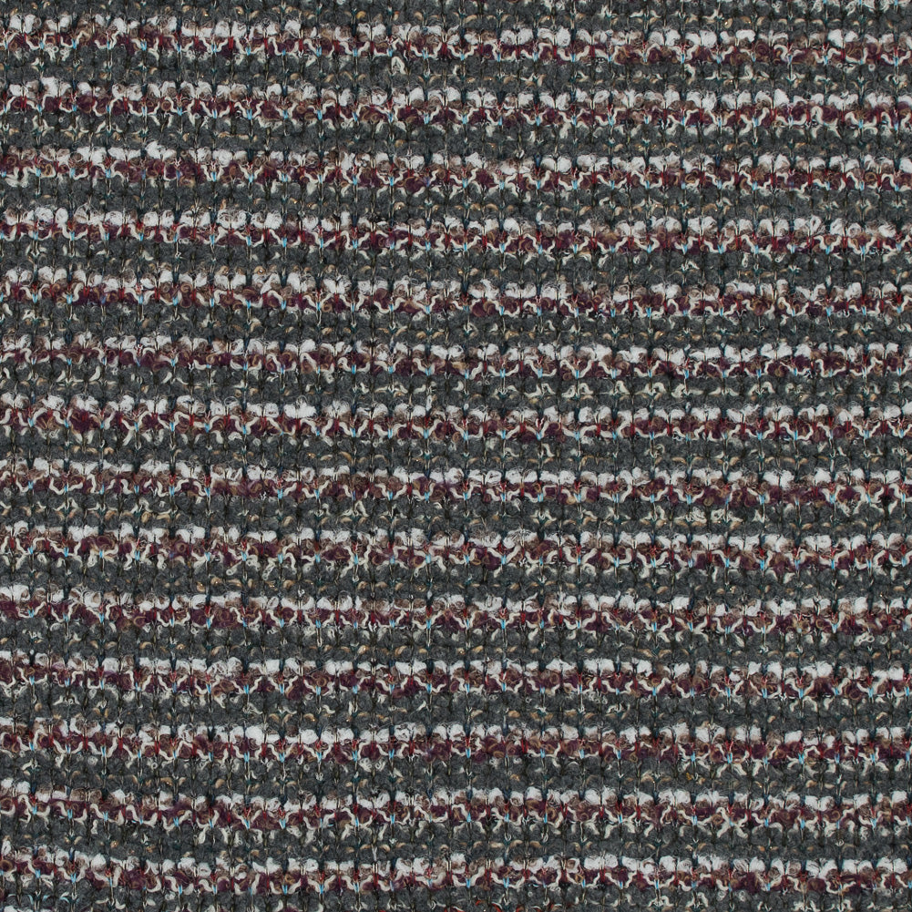 Italian Green, Gray and Oxblood Striped Wool Knit