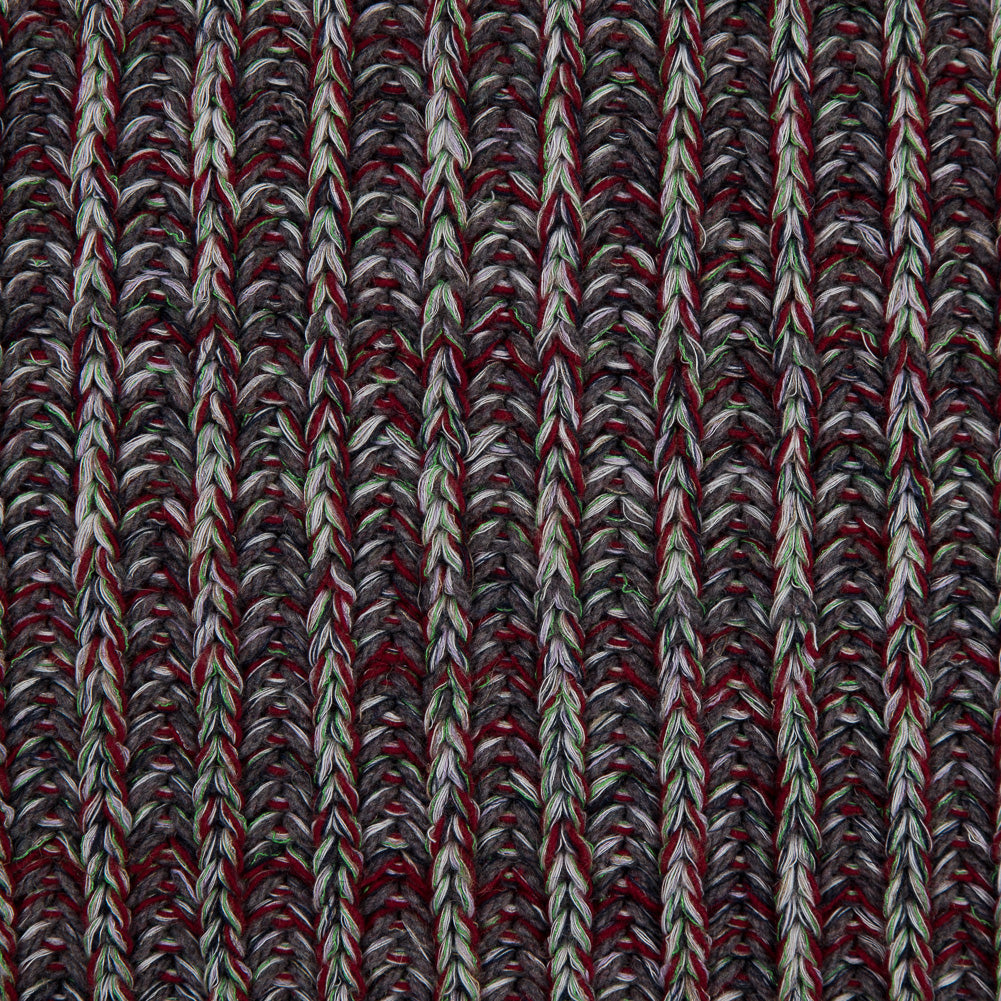 Italian Red, Green and Gray Chunky Wool Knit