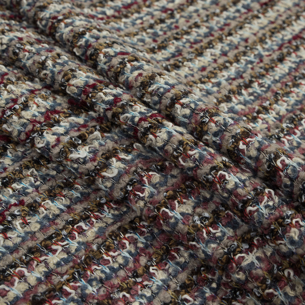 Italian Beige, Red and Slate Chunky Wool Knit