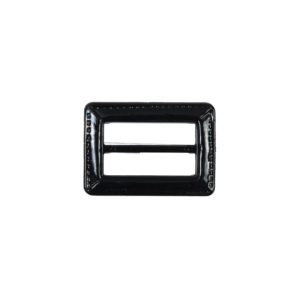 Black Laquered Leather Buckle - 1.5" x 1"