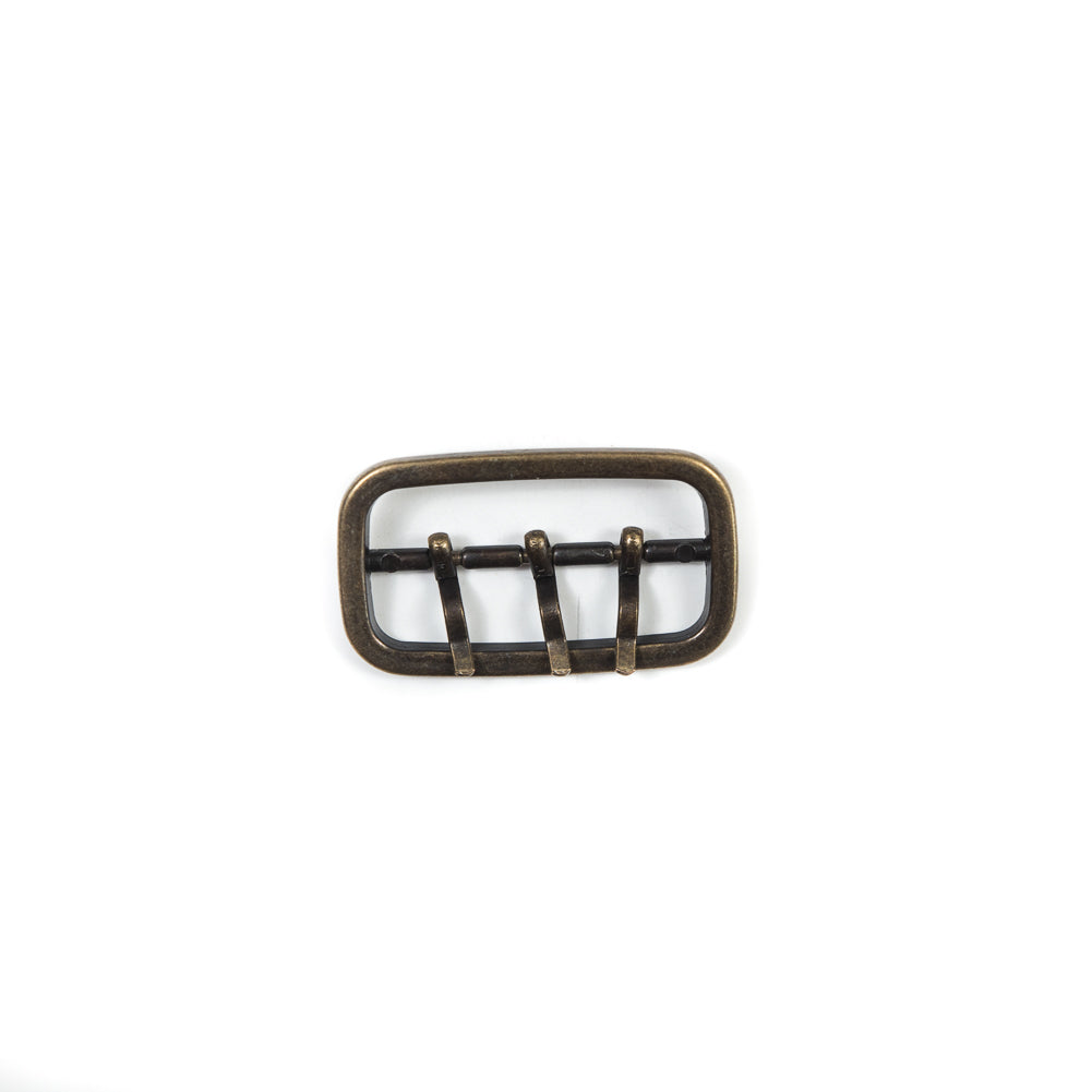 Antique Gold 3-Prong Metal Buckle - 1.875" x 1"