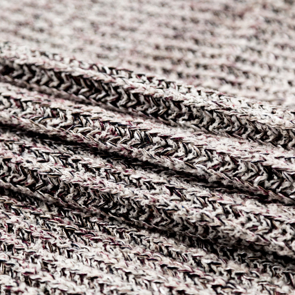 White and Burgundy Chunky Wool Knit