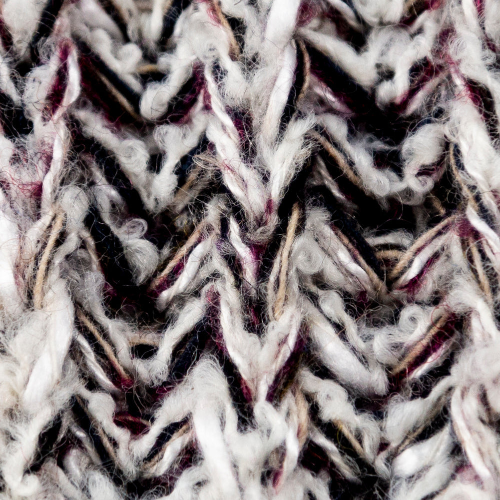 White and Burgundy Chunky Wool Knit
