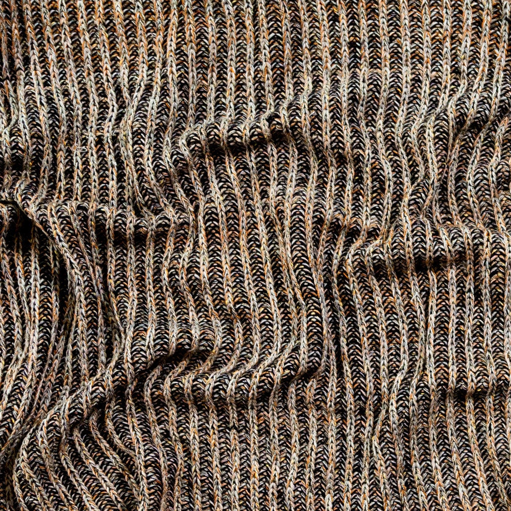 Italian Black, Orange and Gray Chunky Wool Knit