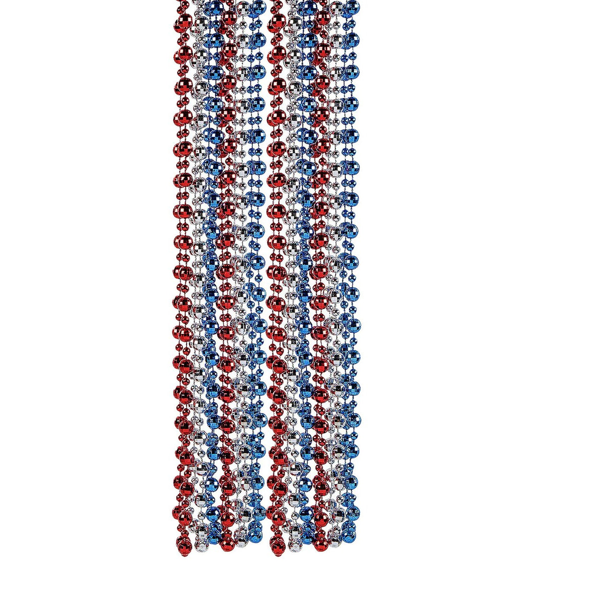 30" Patriotic Red, White & Blue Large Disco Ball Beaded Necklaces 24 Pc.