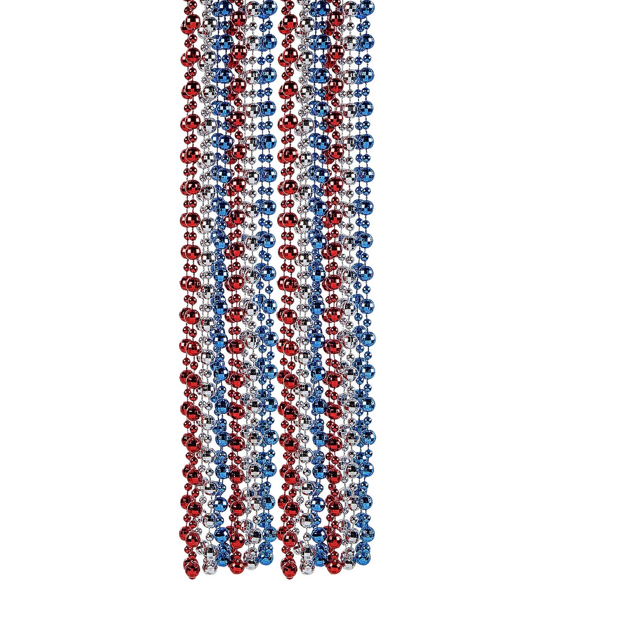 30" Patriotic Red, White & Blue Large Disco Ball Beaded Necklaces 24 Pc.