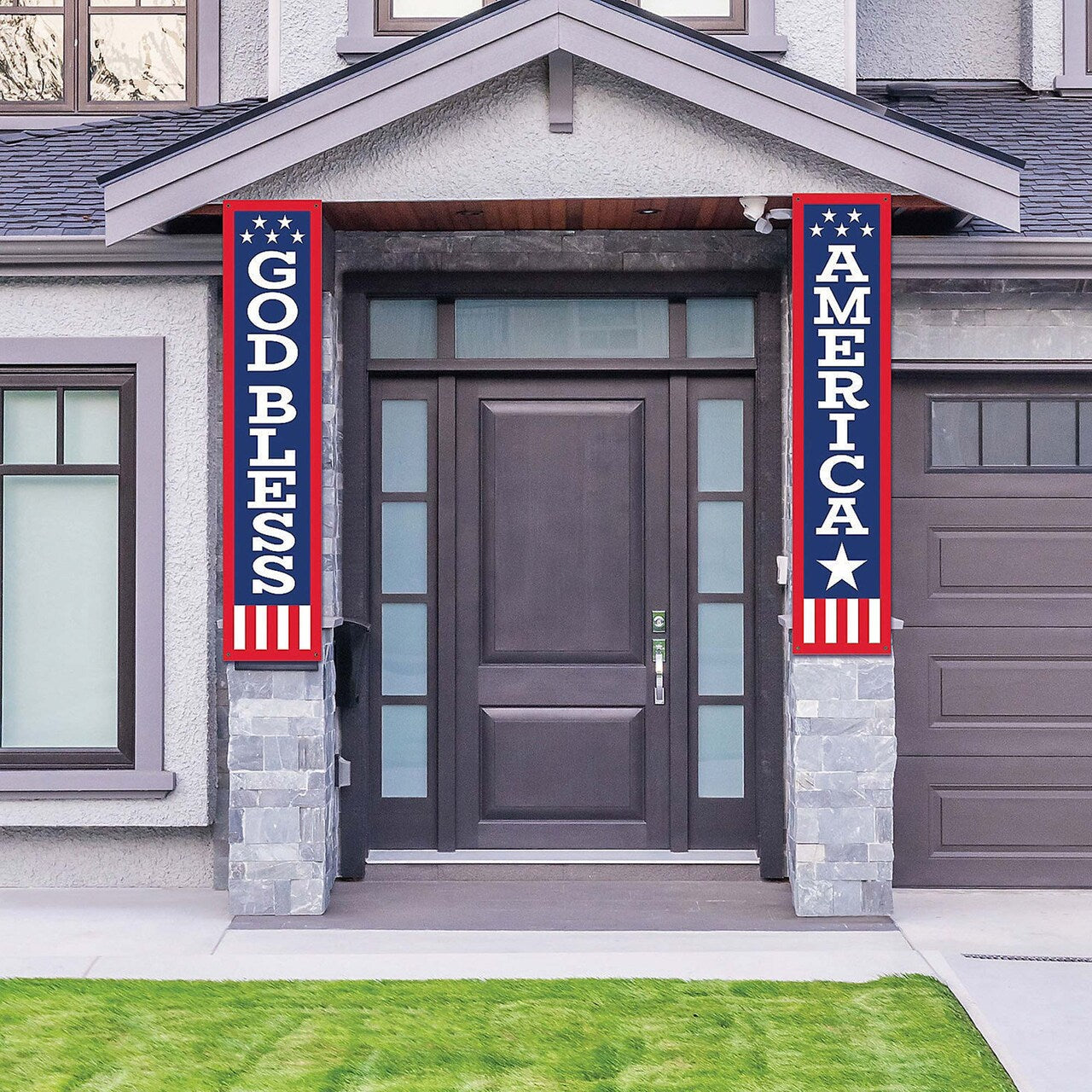 15" x 5 Ft. 9 1/2" Patriotic God Bless America Pillar Buntings 2 Pieces