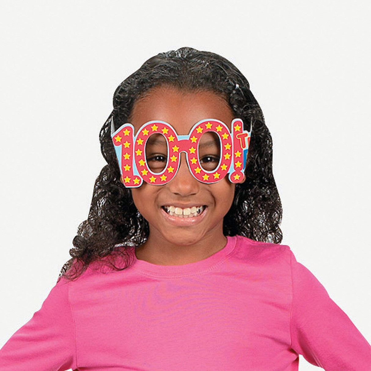 Kids 100th Day of School-Shaped Cardboard Glasses – Pack of 12 (6" x 2")