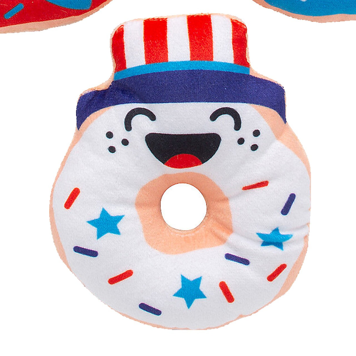 4" Patriotic Red, White & Blue Silly Stuffed Donuts 12 Pieces