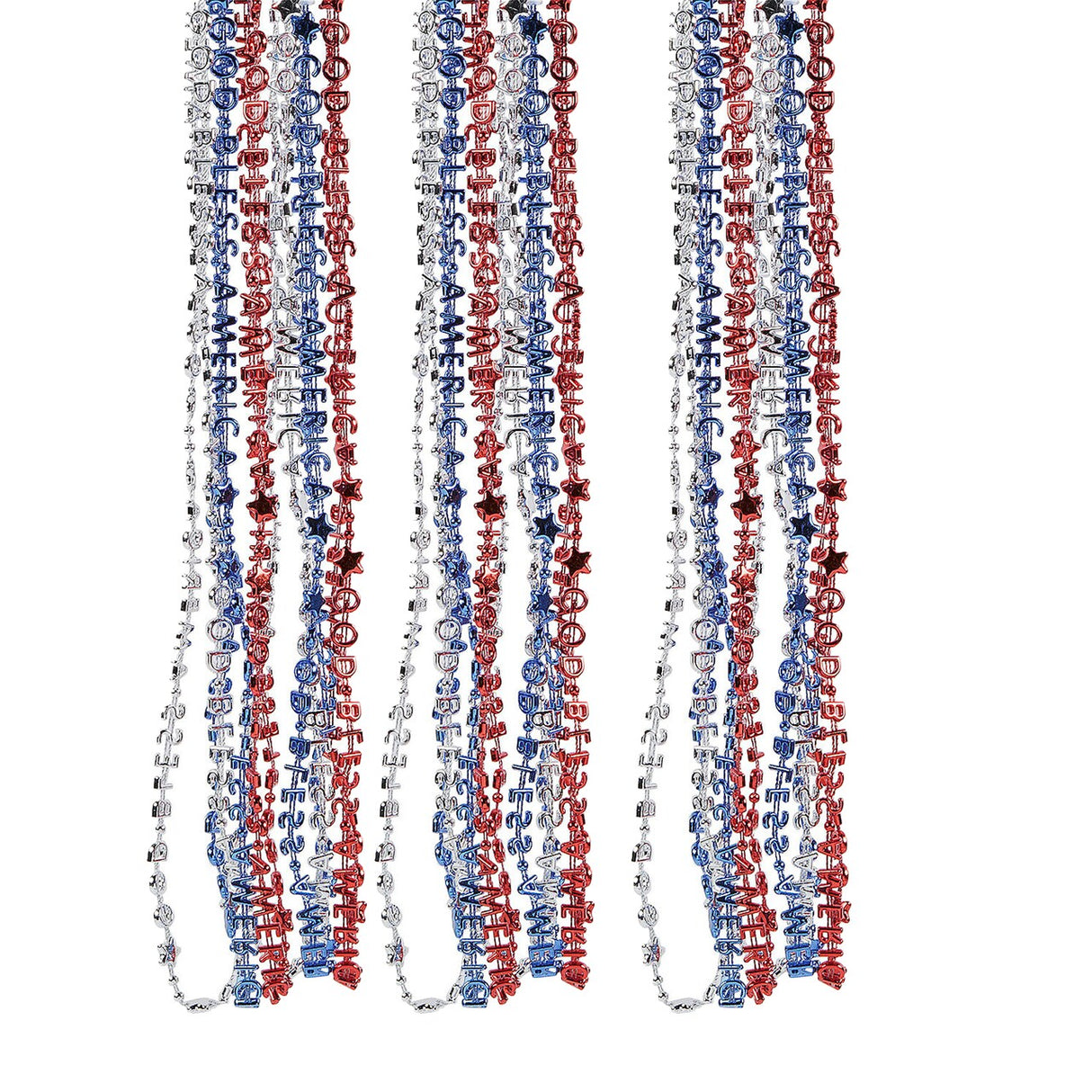 30" Bulk 48 Pieces Patriotic Religious "God Bless America" Beaded Necklaces