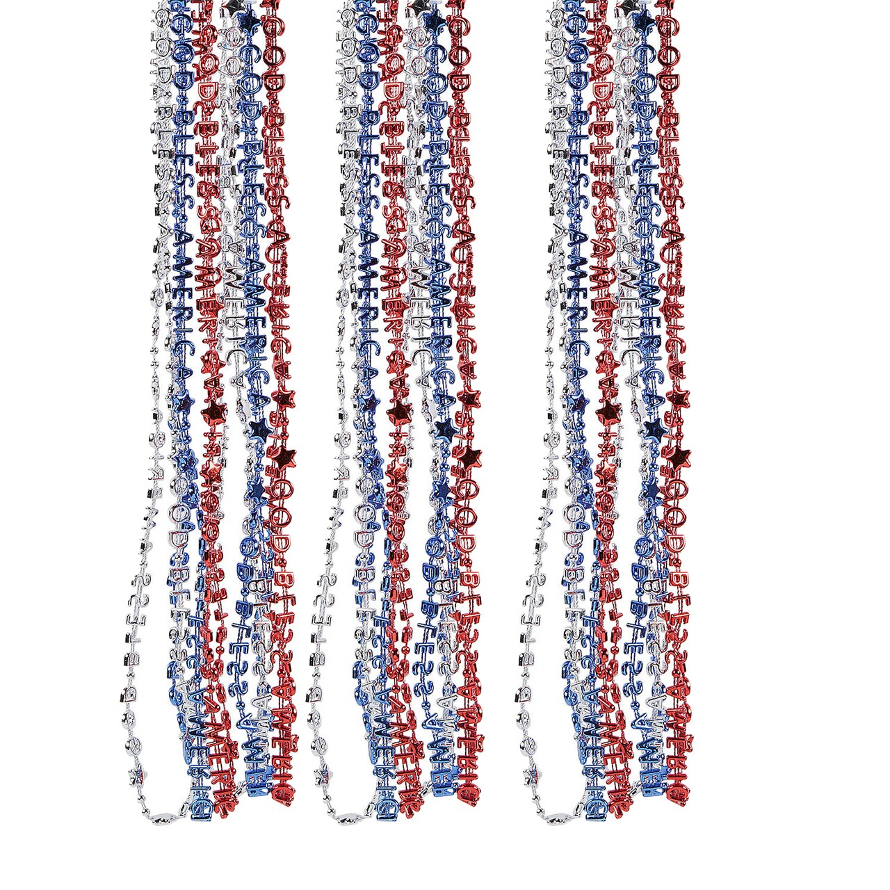 30" Bulk 48 Pieces Patriotic Religious "God Bless America" Beaded Necklaces