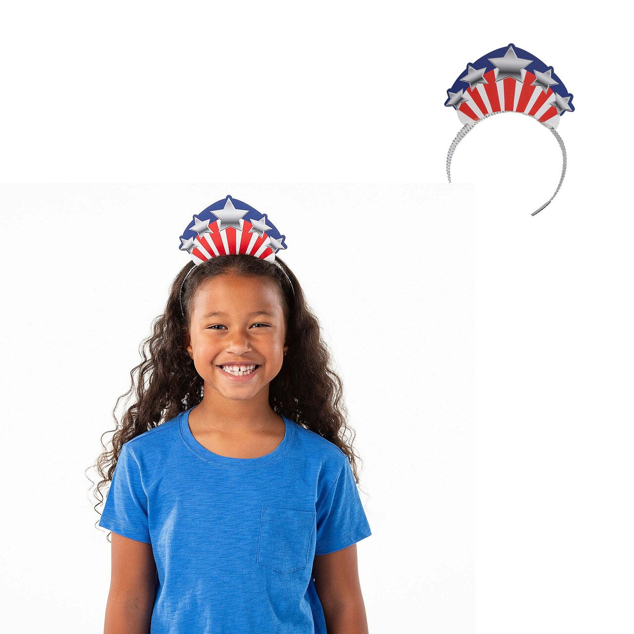 5 3/4" x 4" Kids Patriotic Lady Liberty Crown Cardstock Tiaras 12 Pc.