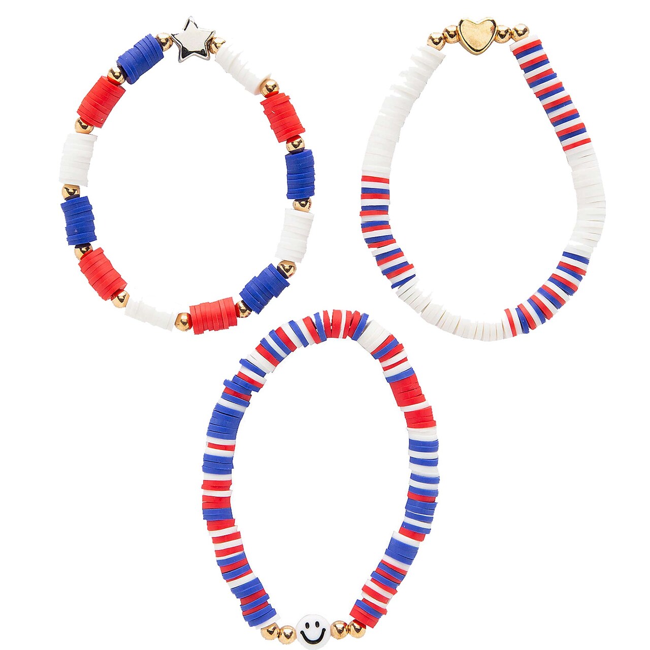 2 1/4" Patriotic Disc Bead Friendship Bracelets - 12 Pc.