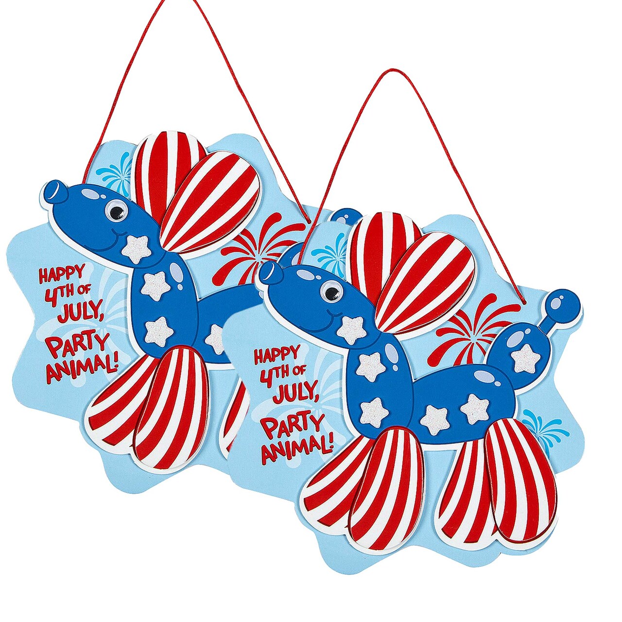 6 1/2" x 6 1/2" Patriotic Balloon Dog Foam Sign Craft Kit Makes 12
