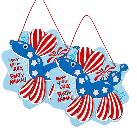 6 1/2" x 6 1/2" Patriotic Balloon Dog Foam Sign Craft Kit Makes 12