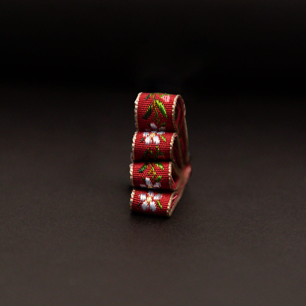 Italian Red Floral Jacquard Ribbon - 0.375"