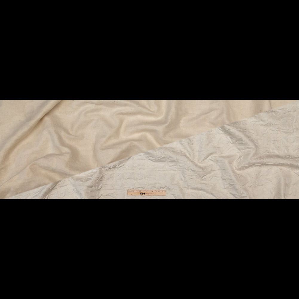 Ivory Bonded Taffeta and Wool Knit featuring Puckered Squares