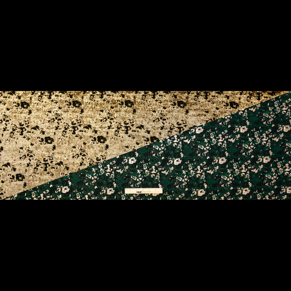 Forest Green and Metallic Gold Abstract Jacquard
