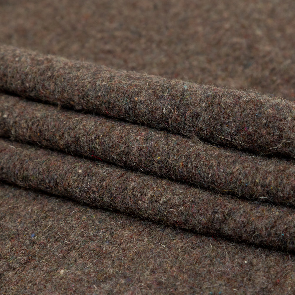 Muted Brown Heathered and Speckled Fuzzy Wool Knit