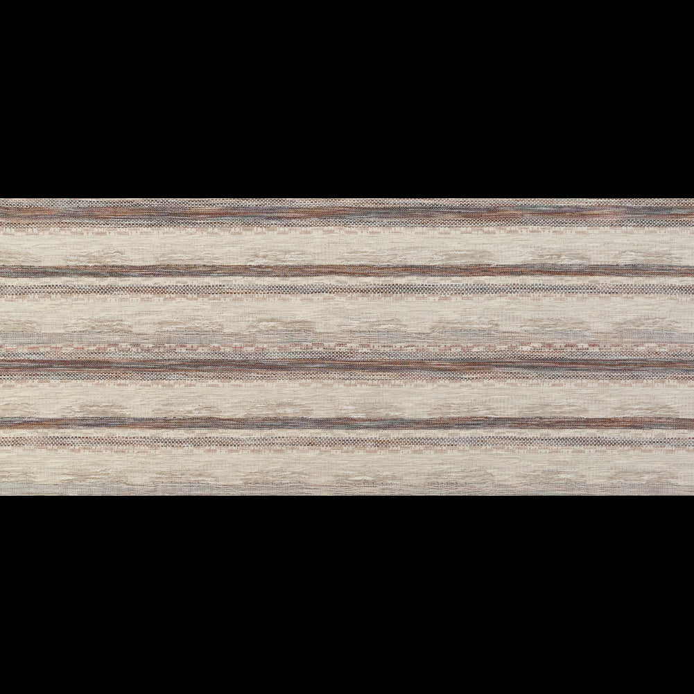 Beige and Rust Striped Cotton Tweed