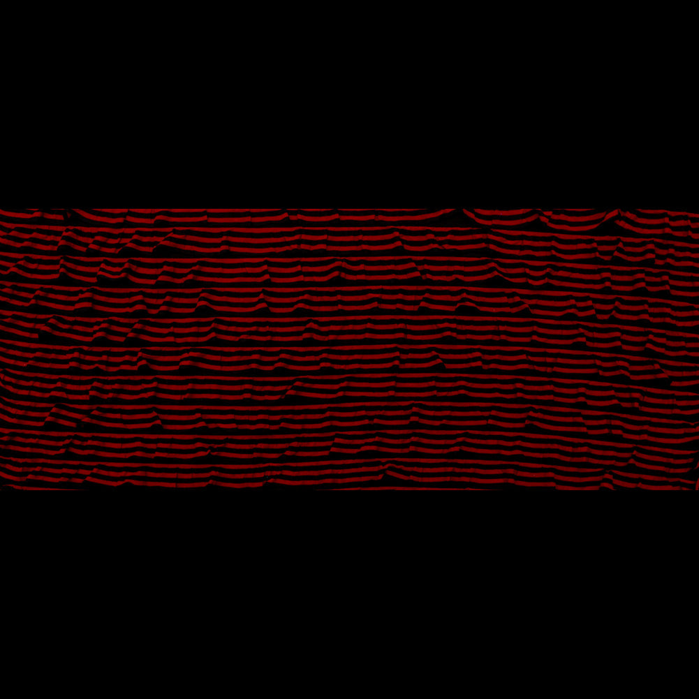 Black Polyester Jersey with Red and Black Bengal Striped Ruffles