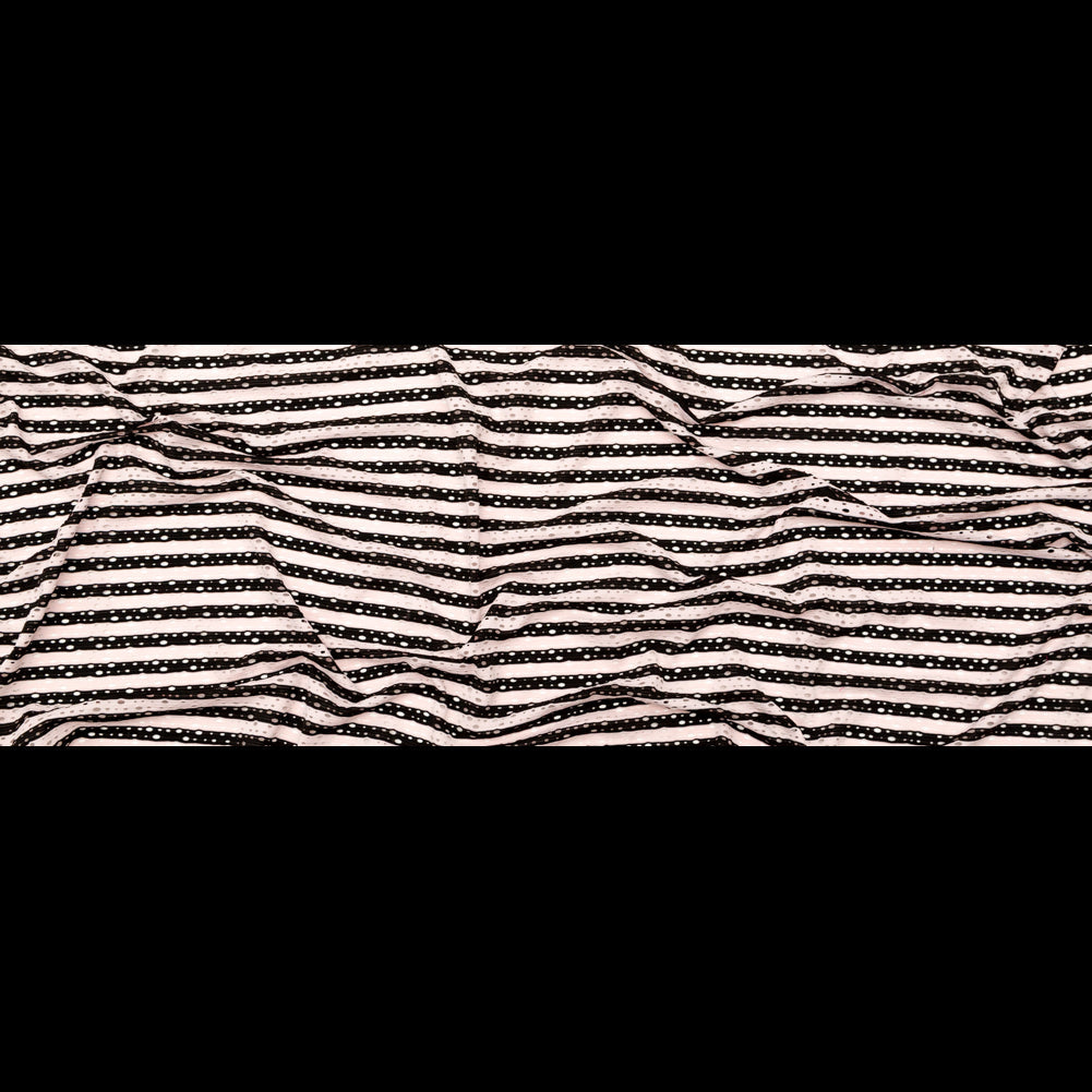 Rosewater and Black Striped Perforated Stretch Knit