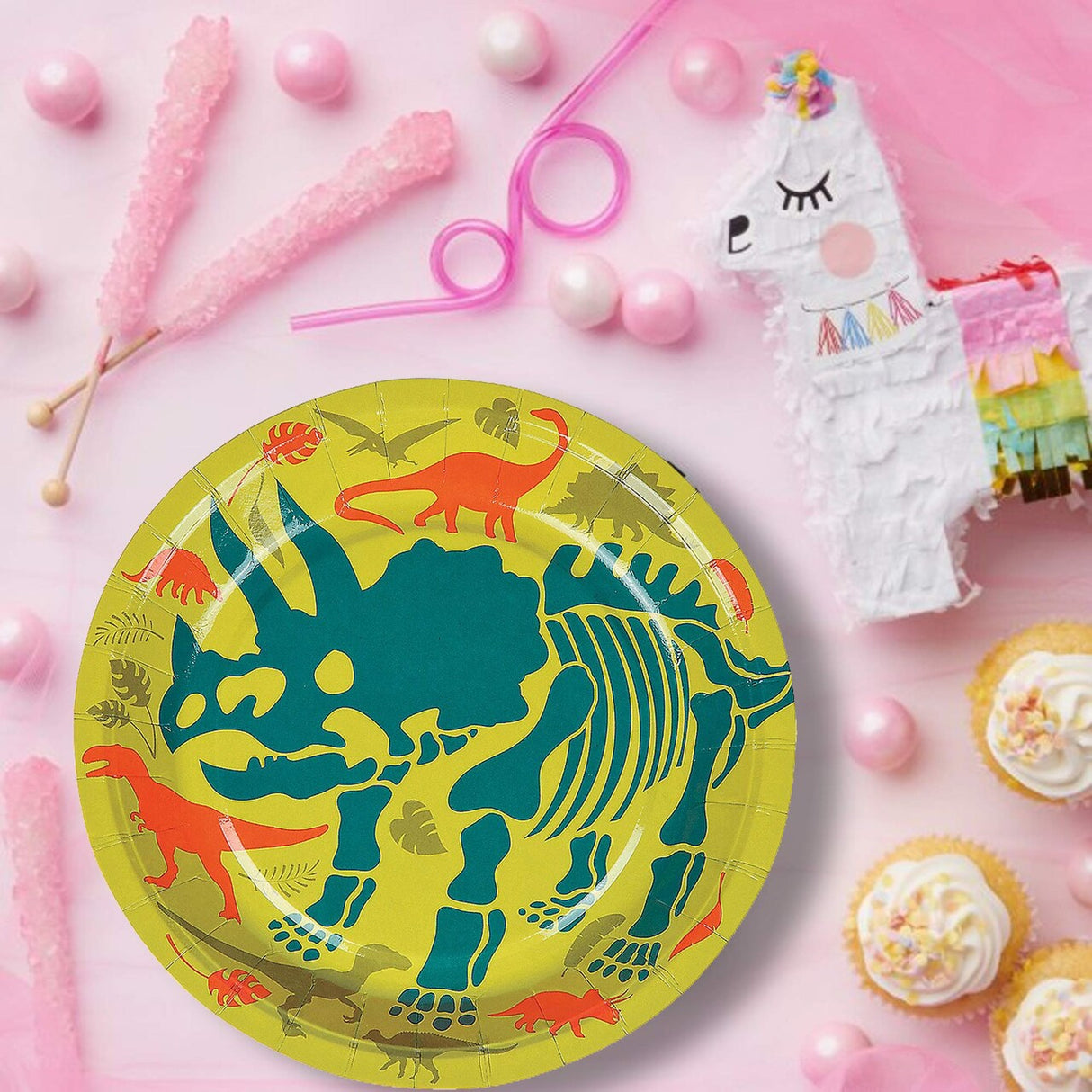 8 Ct. Dino Dig Triceratops Paper Dessert Plates 7-Inch Party Plates