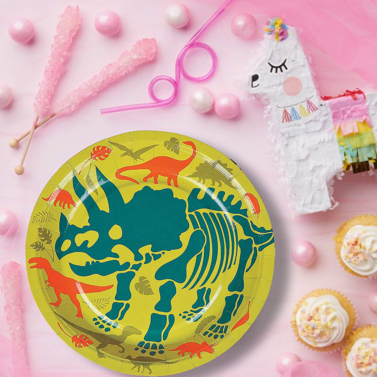 8 Ct. Dino Dig Triceratops Paper Dessert Plates 7-Inch Party Plates