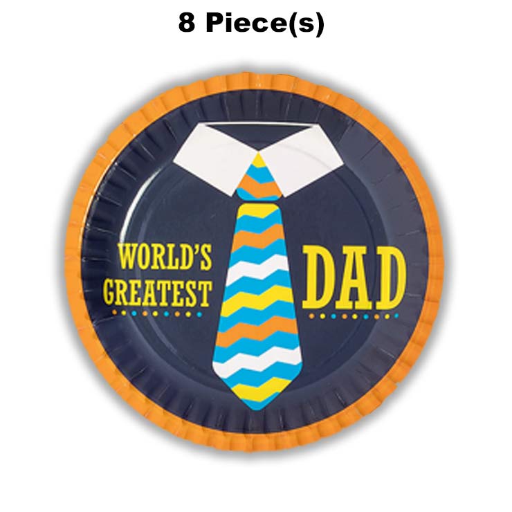 8 Count Father’s Day World’s Greatest Dad Dessert Plates 7" Party Paper Plates