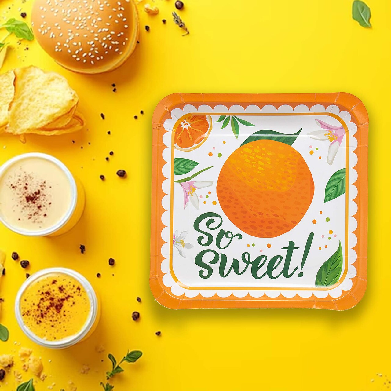 8 Ct. Little Clementine Dinner Plates 9.25" Orange Theme Baby Shower Party Plates