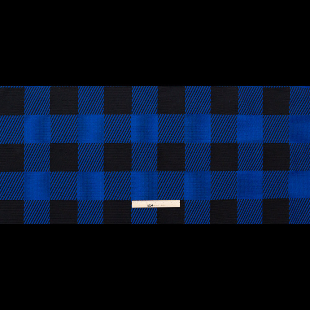 Rag & Bone Heavy Black and Royal Blue Buffalo Check Blended Cotton Woven