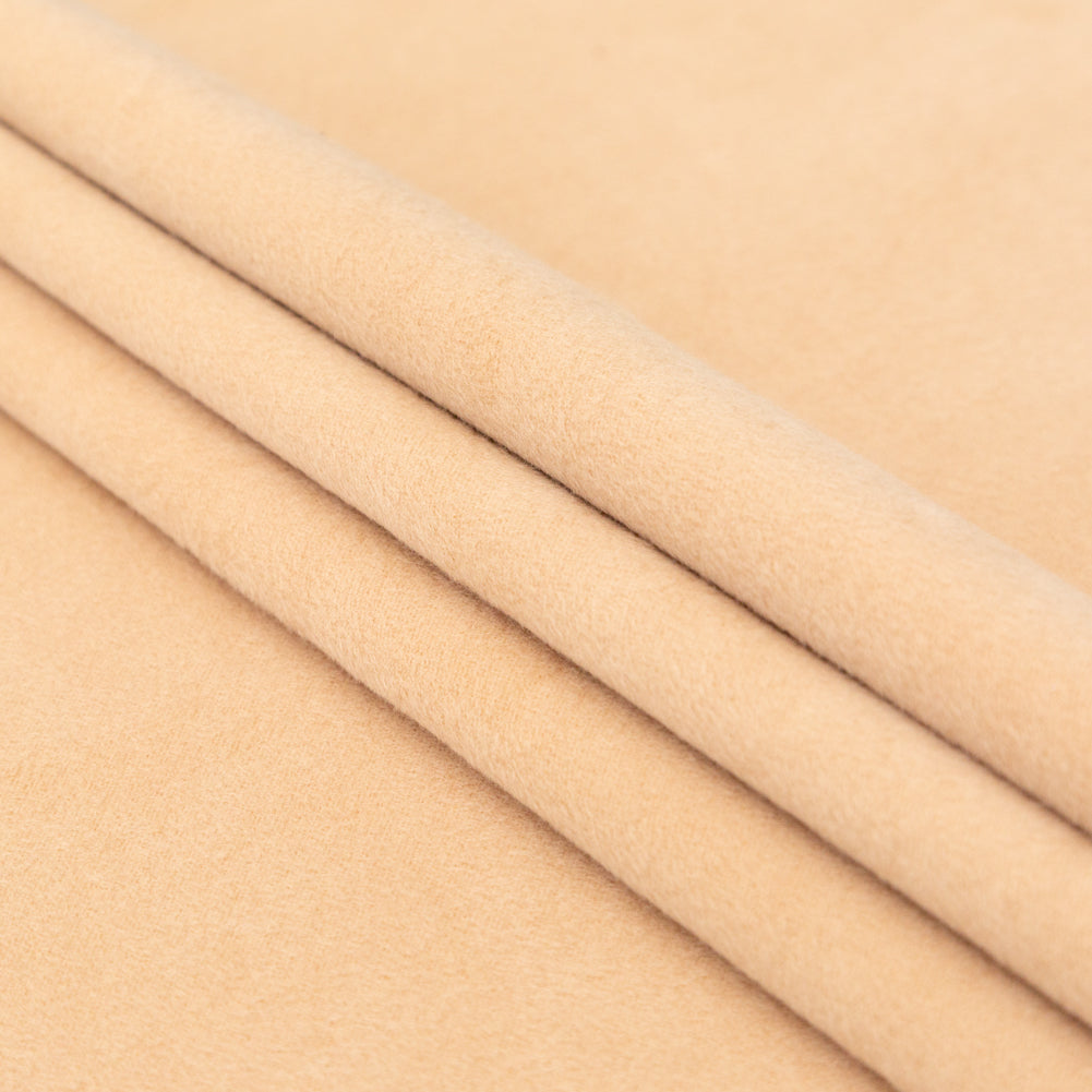 Italian Beige Faux Camel Hair Coating with White Jersey Backing
