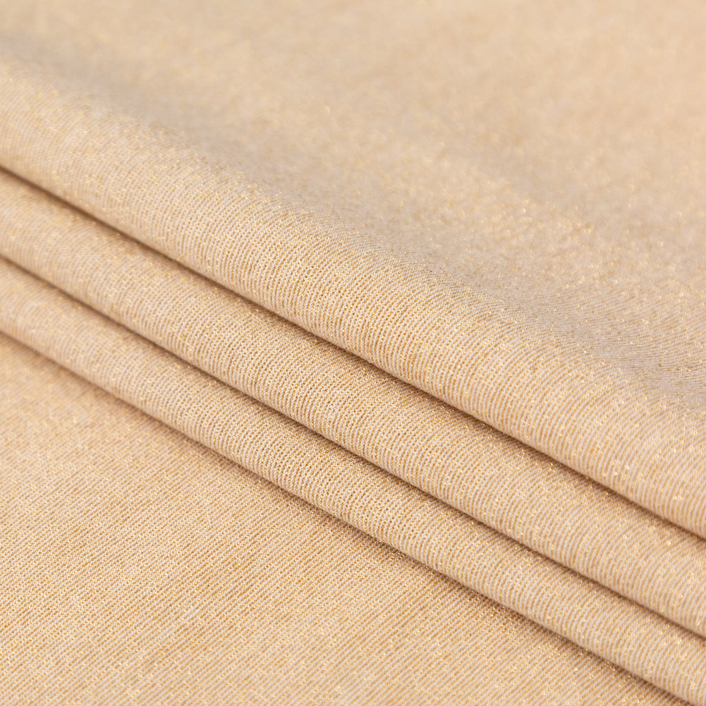 Italian Metallic Gold and White Hairline Striped Stretch Knit