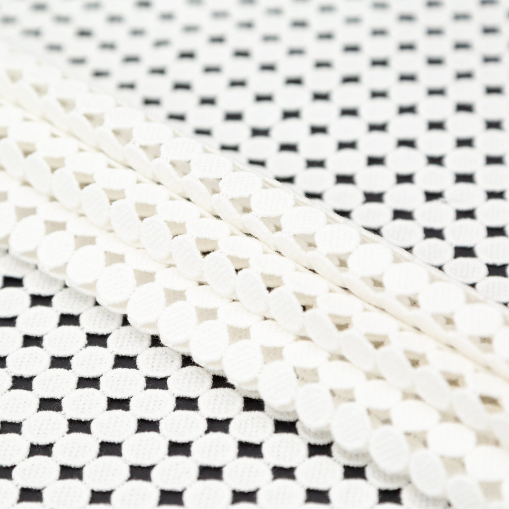 Cotton Guipure Lace - White Geometric
