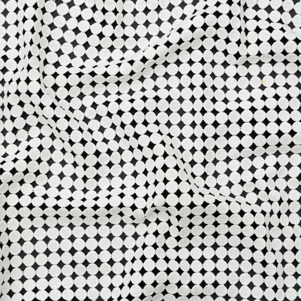 Cotton Guipure Lace - White Geometric