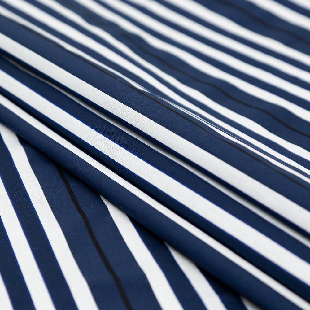 Rag & Bone Navy and White Tactile Striped Cotton Woven