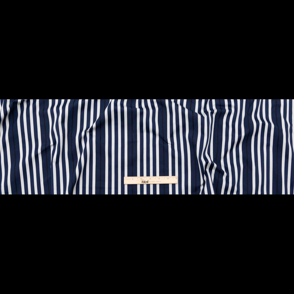 Rag & Bone Navy and White Tactile Striped Cotton Woven